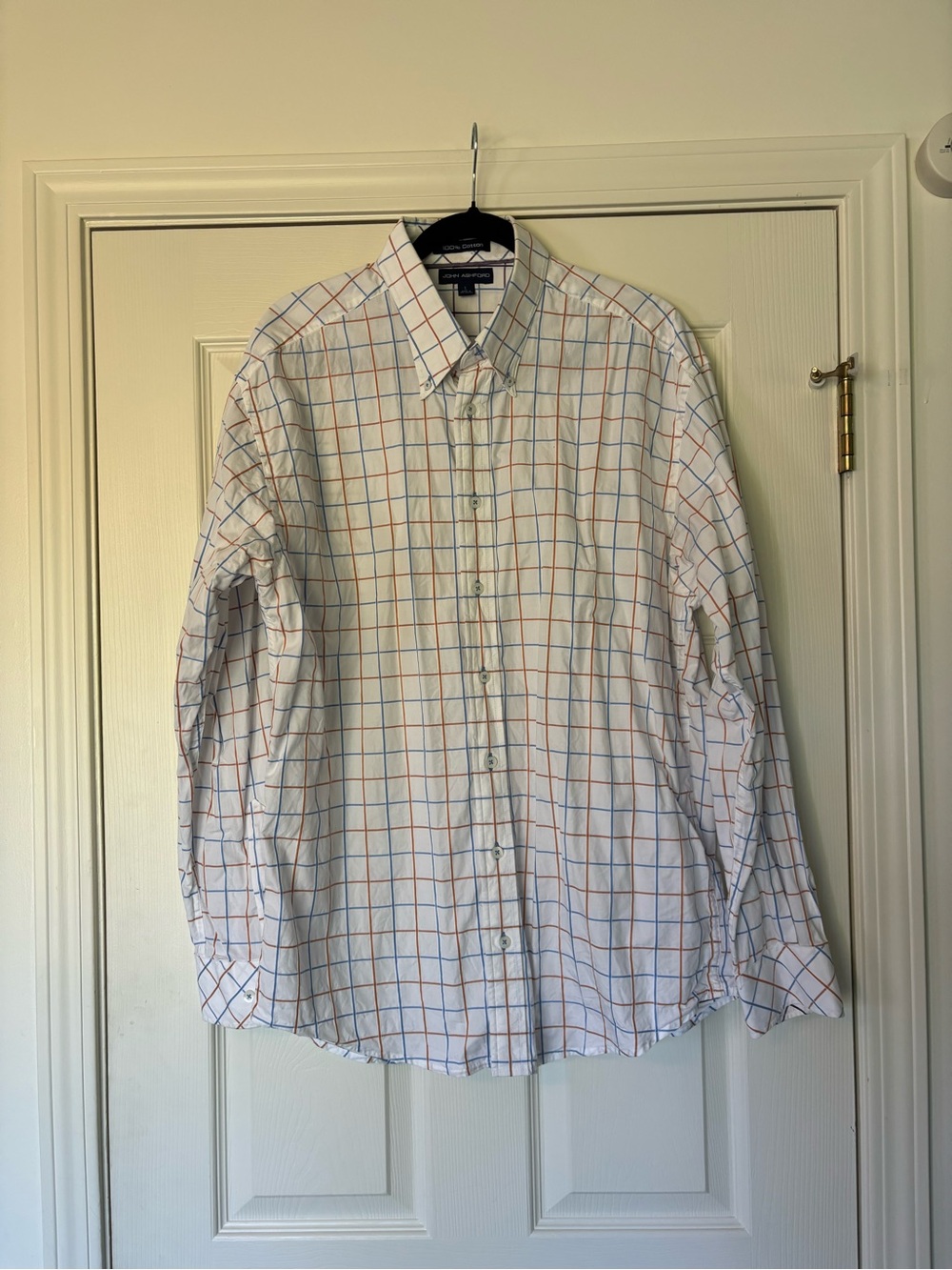 John Ashford Men's White Windowpane Check Button-Down Shirt